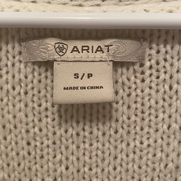 Ariat Womens Open Front Shawl Fringe Sweater Cardigan -Cream Size S - Picture 4 of 7